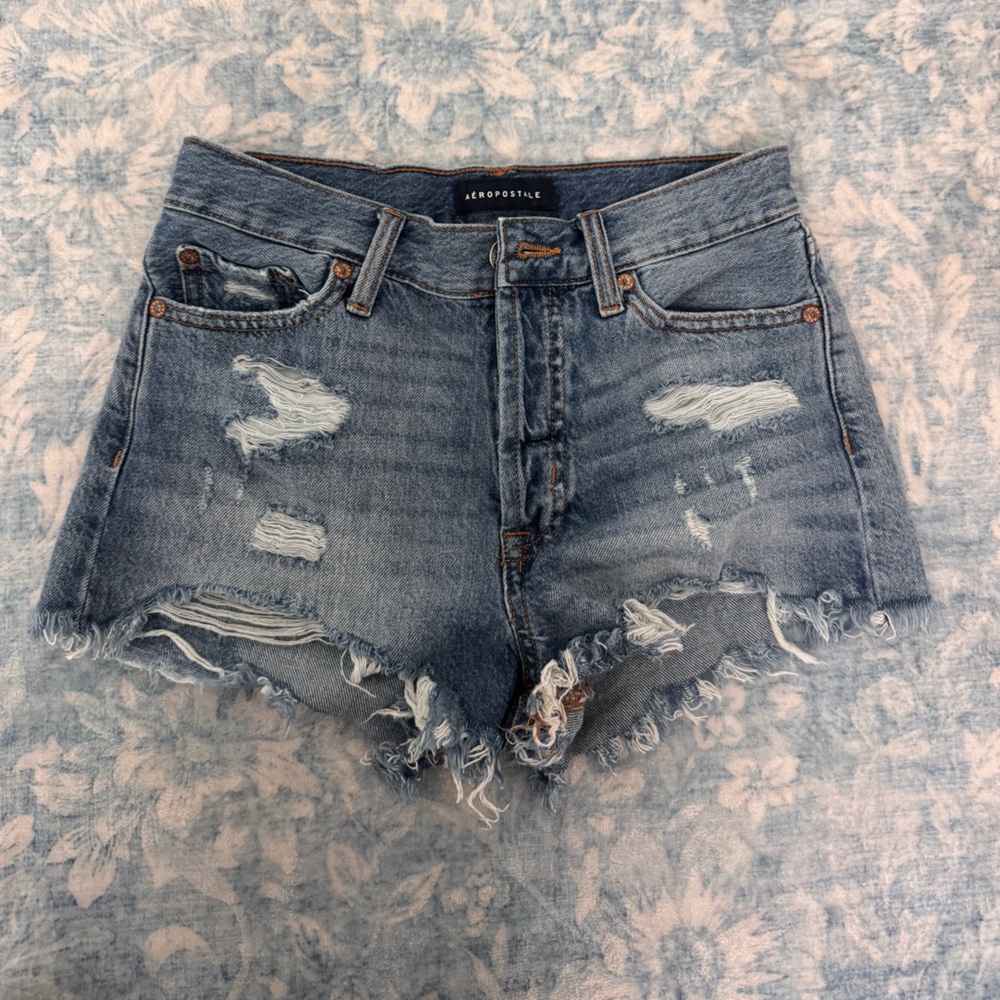 Aeropostale Distressed Blue Denim Shorts